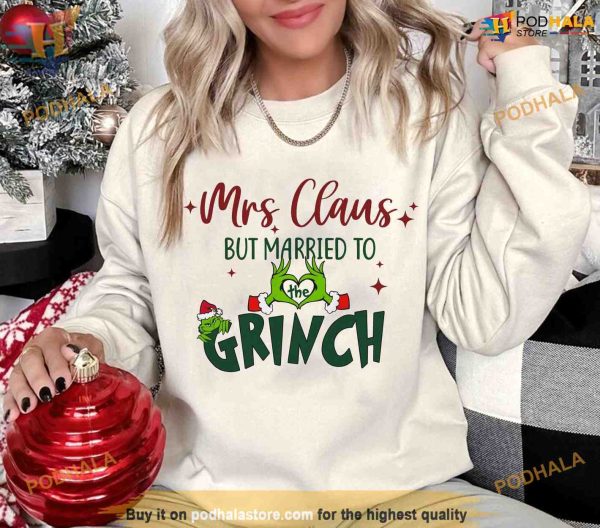 Mrs Claus Loves Grinch Shirt, Grinch Husband Xmas Tee, Funny Grinch Christmas Shirt