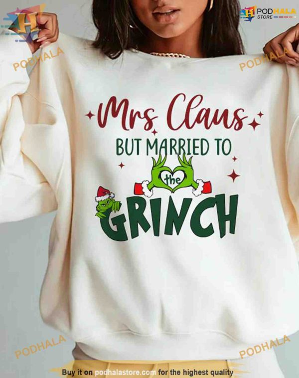 Mrs Claus Loves Grinch Shirt, Grinch Husband Xmas Tee, Funny Grinch Christmas Shirt