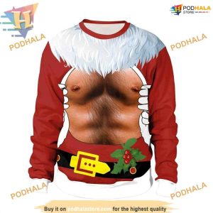 Muscle Xmas 3D Print Hoodie, Creative Christmas Gifts