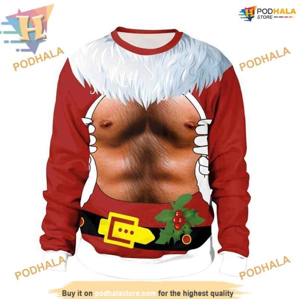 Muscle Xmas 3D Print Hoodie, Creative Christmas Gifts