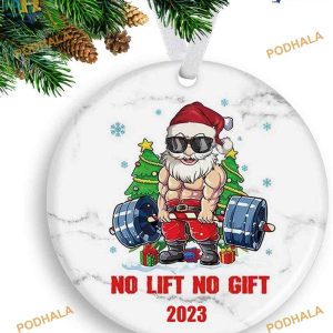 Muscular Santa Lifting Weights Ornament 2023, Funny Christmas Ornaments