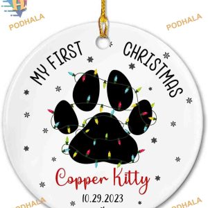 My First Christmas Pet Ornament 2023, Personalized Cat Keepsake