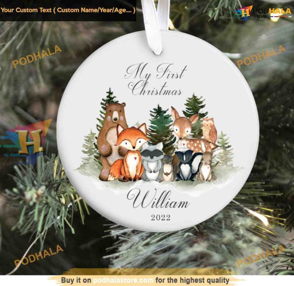 My First Christmas Woodland Animal Personalized Ornament