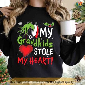 My Grandkisds Stole My Heart Sweatshirt, Grinch Family Shirt, Holiday Warmth