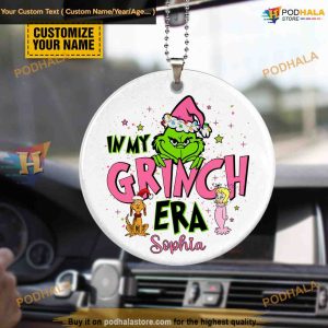 My Grinch Era Personalized, Pink Grinch Christmas Tree Decor
