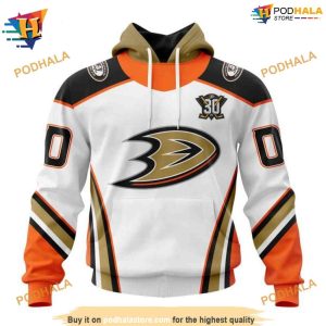 NHL 2023 30th Anniversary Away Personalized Ducks Hockey Hoodie 3D 1