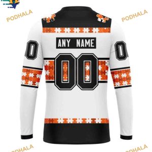 NHL Autism Awareness Custom Name Number Anaheim Ducks Hoodie 3D 2