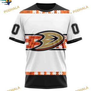 NHL Autism Awareness Custom Name Number Anaheim Ducks Hoodie 3D 3