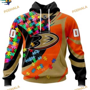 NHL Autism Awareness Personalized Ducks Hockey Apparel Hoodie 3D 1