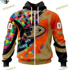 NHL Autism Awareness Personalized Ducks Hockey Apparel Hoodie 3D 2