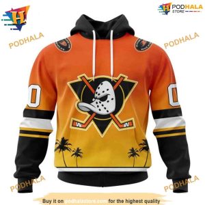 NHL Personalize New Gradient Series Ducks Hockey Apparel in Hoodie 3D 1