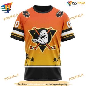 NHL Personalize New Gradient Series Ducks Hockey Apparel in Hoodie 3D 3