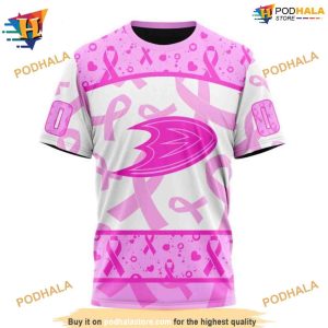 NHL Pink October Breast Cancer Awareness Mighty Ducks Hoodie 3D 3