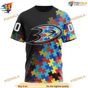 NHL Special Black Autism Awareness Unique Anaheim Ducks Hoodie 3D Design 3