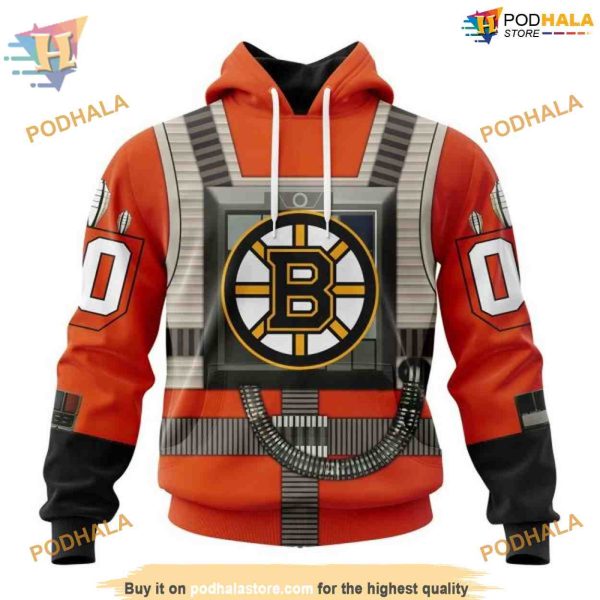 NHL Star Wars Rebel Pilot Design Personalized Boston Bruins Hoodie 3D, Exclusive Merch