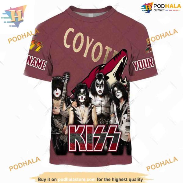 NHL x Kiss Band Style Arizona Coyotes Hoodie 3D, Custom Arizona Coyotes Rock Merch