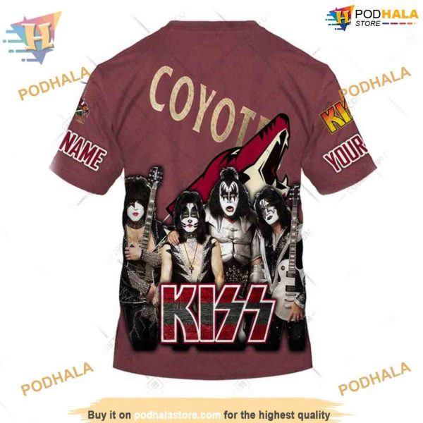 NHL x Kiss Band Style Arizona Coyotes Hoodie 3D, Custom Arizona Coyotes Rock Merch
