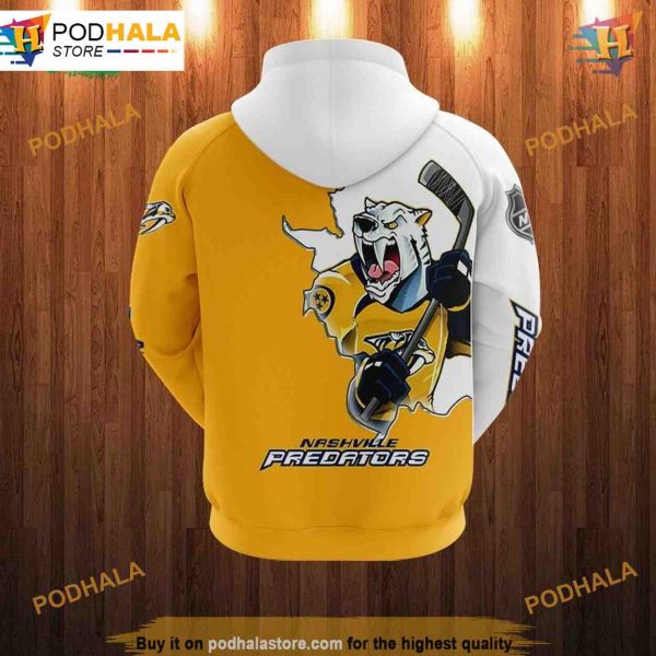Nashville Predators 3D Hoodies, Cartoon Graphic Sweatshirt for Fans