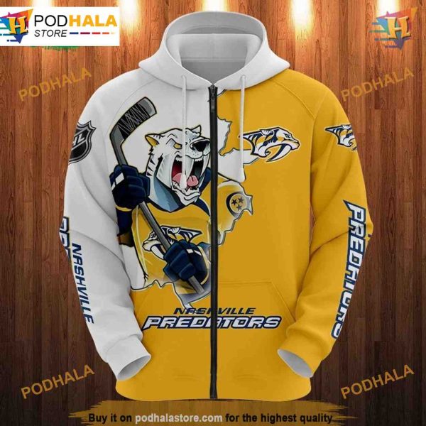 Nashville Predators 3D Hoodies, Cartoon Graphic Sweatshirt for Fans