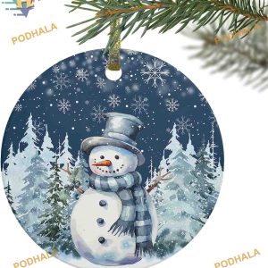 Navy Blue Snowman Winter Ornament 2023, Personalized Family Ornaments