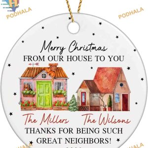 Neighbors Christmas 2023 Ceramic Ornament, Custom Thank You Gift for Neighbors