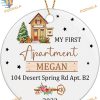 New Apartment Custom Address & Name Ornament, First Apartment Key Keepsake