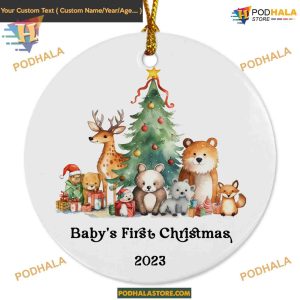 New Baby 2023 First Christmas Keepsake, Personalized Ceramic Ornament