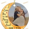 New Baby 2023 Personalized Christmas Ornament, Custom Photo Keepsake, Moon and Back Theme