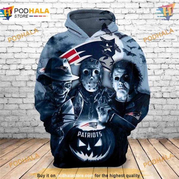 New England Patriots NFL Hoodie 3D Halloween, Spooky NFL Merchandise