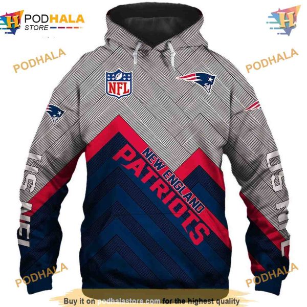 New England Patriots NFL Hoodie 3D, Long Affordable NFL Apparel Pullover