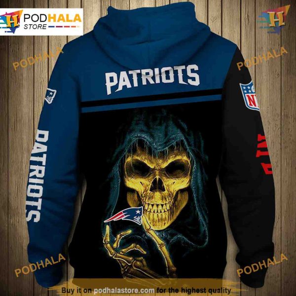 New England Patriots Skull NFL Hoodie 3D, Edgy NFL Apparel for Fans