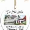 New Home 2023 Personalized Photo Ornament Custom House Address, Ceramic Housewarming Gift