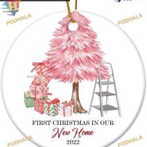 New Home 2023 Round Ceramic Xmas Ornament, Family Christmas Keepsake