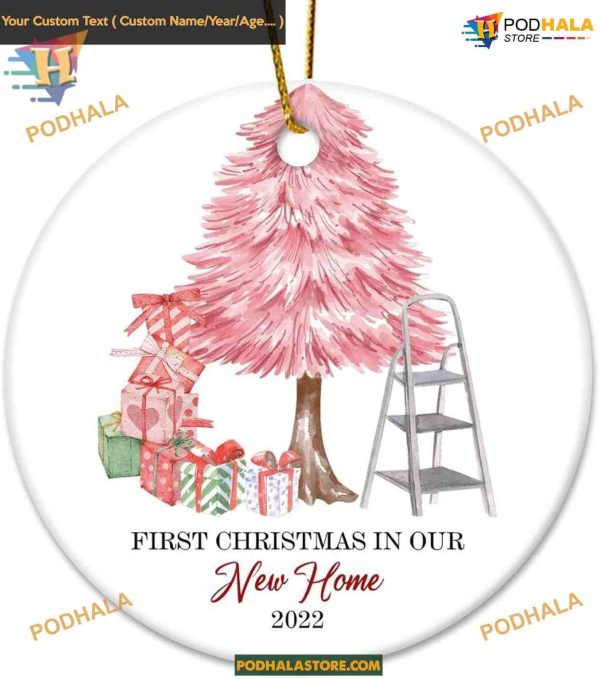 New Home 2023 Round Ceramic Xmas Ornament, Family Christmas Keepsake