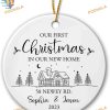 New Home Christmas Ceramic Ornament 2023, Personalized First House Keepsake