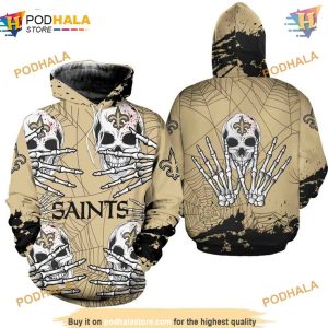 New Orleans Saints NFL Hoodie 3D, Halloween Skull NFL Merchandise Graphic
