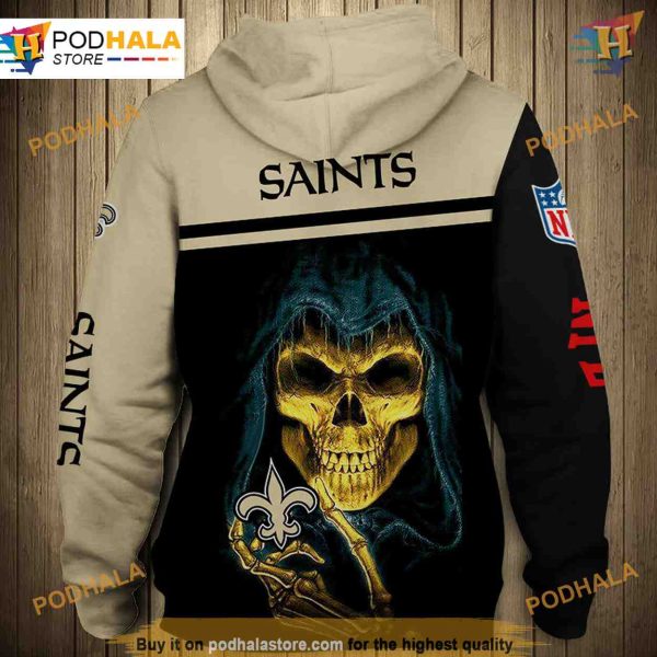 New Orleans Saints Skull 3D Hoodie, NFL Apparel for Fans