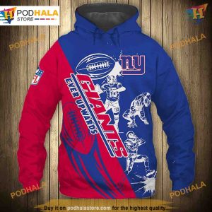 New York Giants 3D Hoodie Cartoon Player, Cute Sweatshirt