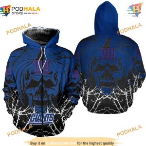 New York Giants 3D Hoodie Halloween Pumpkin Skull Print Sweatshirt 2