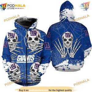 New York Giants 3D Hoodie Skull Halloween Graphic 2