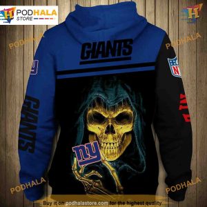 New York Giants Skull 3D Hoodie Pullover Sweatshirt - Fan Apparel
