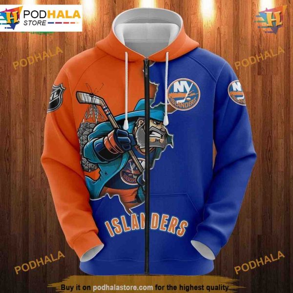 New York Islanders 3D Hoodies, Cartoon Graphic Sweatshirt for Fans