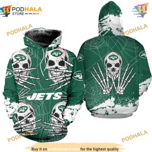 New York Jets NFL Skull Hoodie 3D, Halloween NFL Merchandise