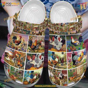 Noisy Chicken Classic Crocs Shoes, Funny Crocs for Farm Enthusiasts