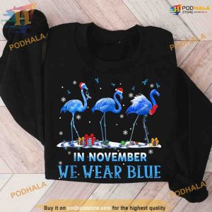 November Blue Flamingo Xmas Shirt, Family Christmas Shirt Ideas