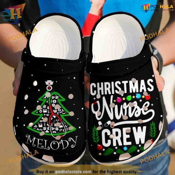Nurse Personalized Christmas Crew Classic Crocs, Funny Xmas Gifts