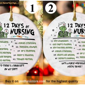 Nursing Grinmas 12-Day Ornament, Grinch Nurse Christmas Tree Decor