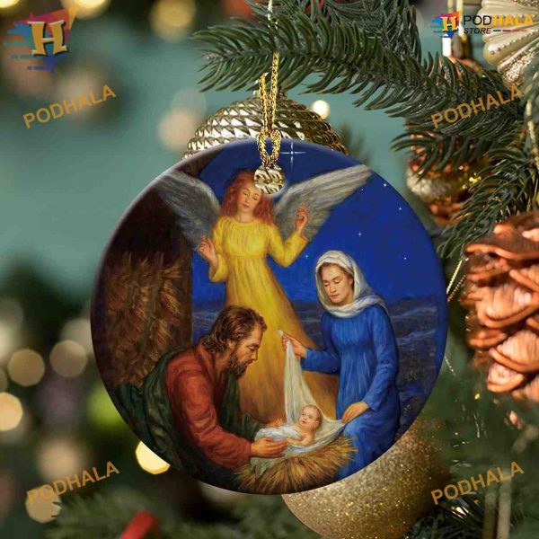 O Holy Night Nativity Scene Ornament 2023, Personalized Family Christmas Ornaments
