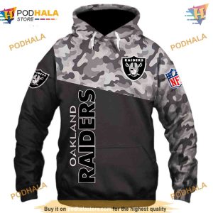 Oakland Raiders Military NFL Hoodie 3D, Durable NFL Apparel Sweatshirt