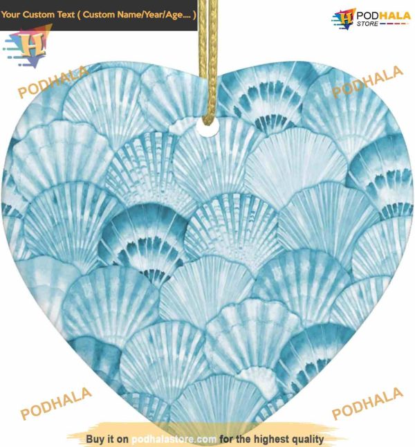 Ocean Seashell Watercolor 2023 Personalized Family Ornaments
